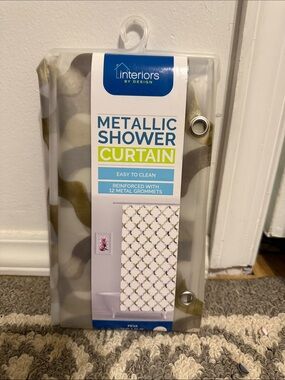 Interiors by Design Metallic Shower Curtain in Gold & Silver
